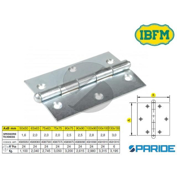 CERNIERA EXTRA PESANTE 100X90 MM 458 ACCIAIO ZINCA...