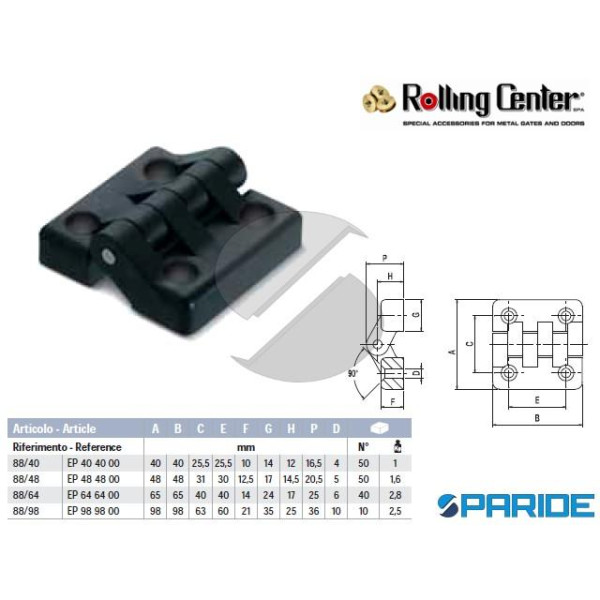 CERNIERA IN NYLON 88 40 CON FORI PASSANTI ROLLING ...