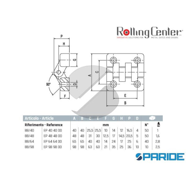 CERNIERA IN NYLON 88 98 CON FORI PASSANTI ROLLING CENTER