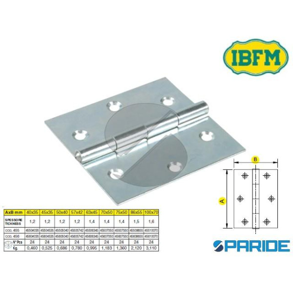 CERNIERA PESANTE 100X70 MM 456 ACCIAIO ZINCATO IBF...