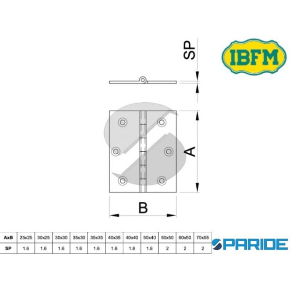 CERNIERA PIANA 25X25X1,6 MM 11012525 IBFM IN OTTONE SATINATO