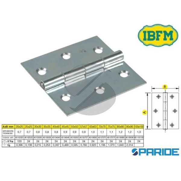 CERNIERA QUADRA 40X40 MM 451 ACCIAIO ZINCATO IBFM