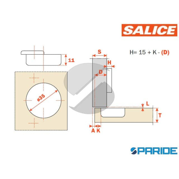 CERNIERA SALICE TITANIUM 110 GR D 35 C2B6A66 COLLO 0 CON MOLLA