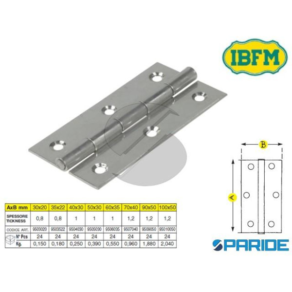 CERNIERA STRETTA INOX 30X20 AVVITARE 950 IBFM