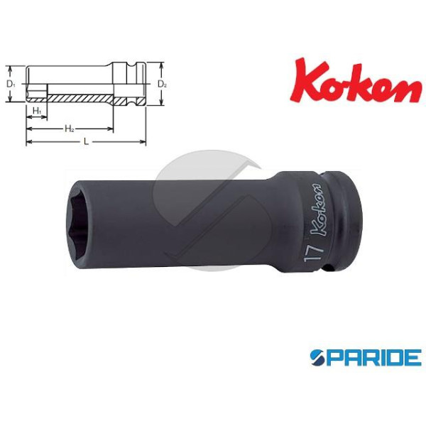CHIAVE A BUSSOLA ESAGONALE LUNGA 1\2 EN 29 MM 14300M KOKEN IMPACT