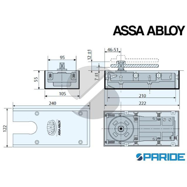 CHIUDIPORTA 7130 MAB A PAVIMENTO FERMO 105 Q\I FORZA 3 ASSA ABLOY SENZA PIASTRA
