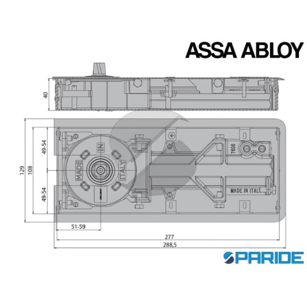 CHIUDIPORTA A PAVIMENTO DC450EA FERMO 90 FORZA 3 ASSA ABLOY