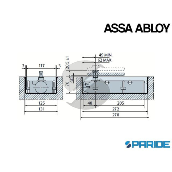 CHIUDIPORTA A PAVIMENTO MAB 7300 FERMO 90 FORZA 3 ASSA ABLOY