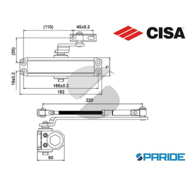 CHIUDIPORTA AEREO 60460 CISA NERO SENZA ARRESTO