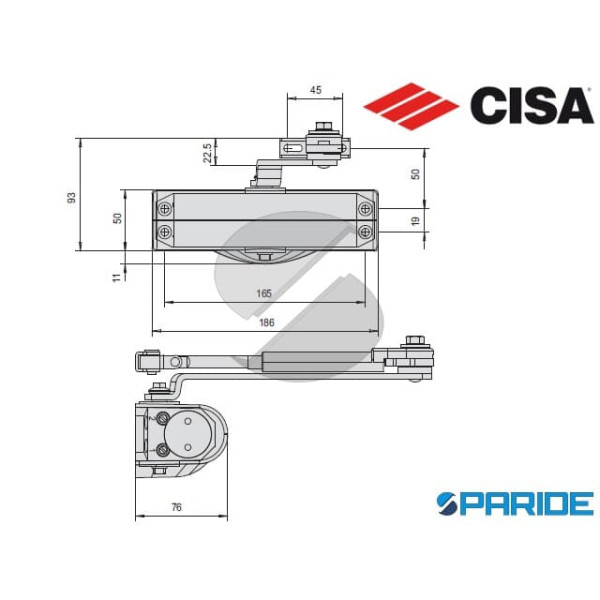 CHIUDIPORTA AEREO C1415 CISA SMART PLUS 2 NERO SENZA ARRESTO