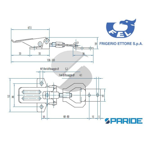 CHIUSURA A LEVA 2050001 REGOLABILE NICHELATA