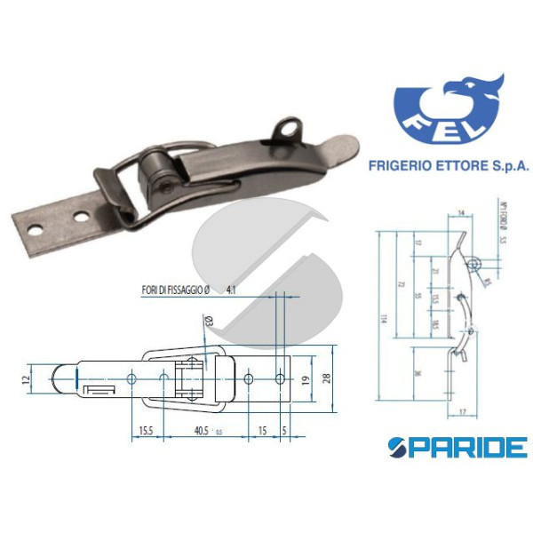 CHIUSURA A LEVA 2060130 PORTALUCCHETTO INOX FRIGER...