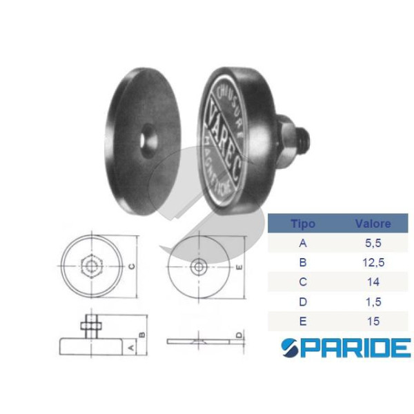 CHIUSURA MAGNETICA D 14 MM RPV 14 VAREC CON FISSAG...