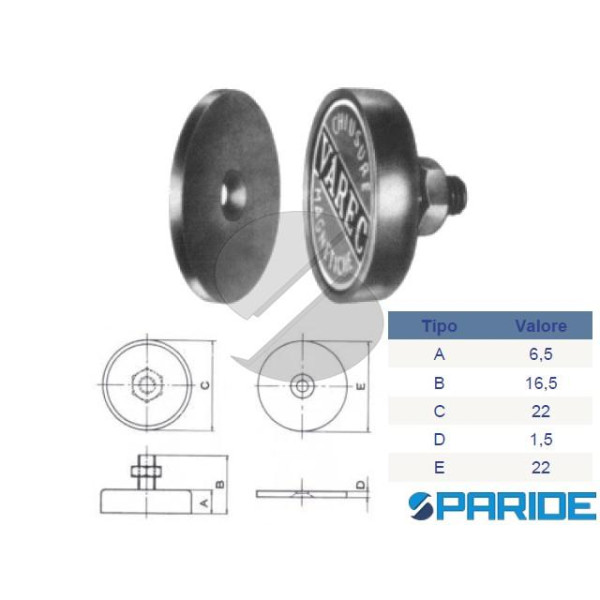 CHIUSURA MAGNETICA D 22 RPV 22 VAREC CON FISSAGGIO