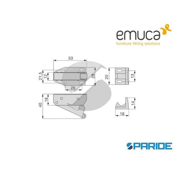 CHIUSURA TIP LATCH ZINCATA 9109005 EMUCA PER MOBILI
