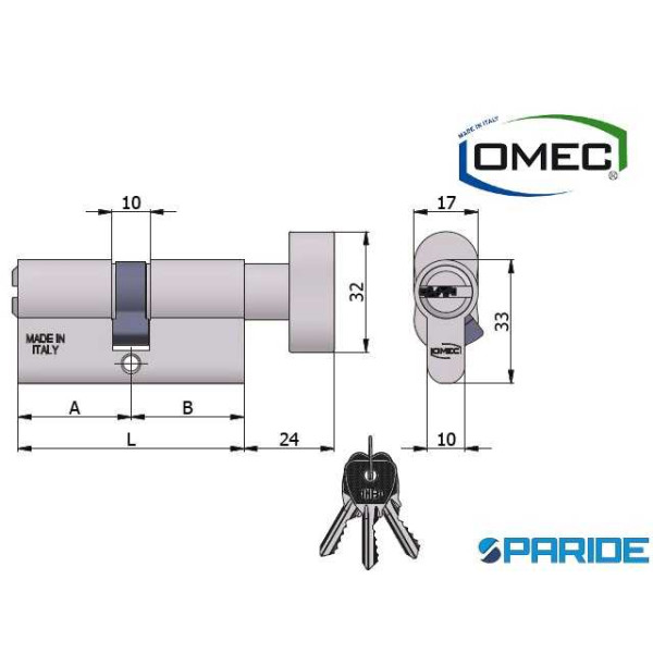 CILINDO OVALE L 60 2123 04H POMOLO OMEC NICHELATO ...