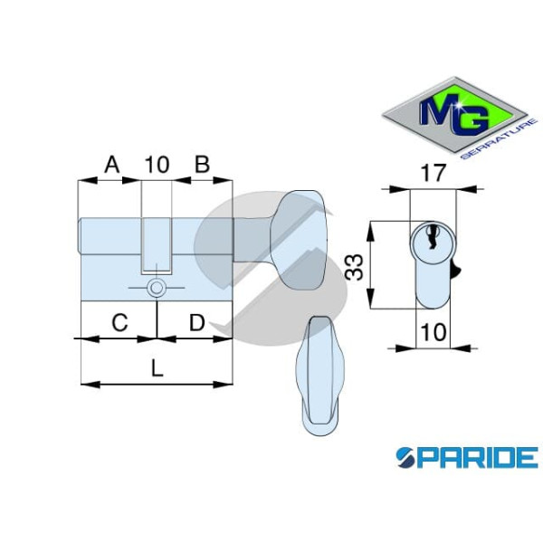 CILINDRO CON POMOLO L 62 025640N0F1 NICHELATO MG C=31 D=31