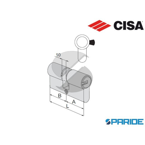 CILINDRO DOPPIO ASIX L 60 0E303 07 0 12 CISA NICHELATO A=30 B=30