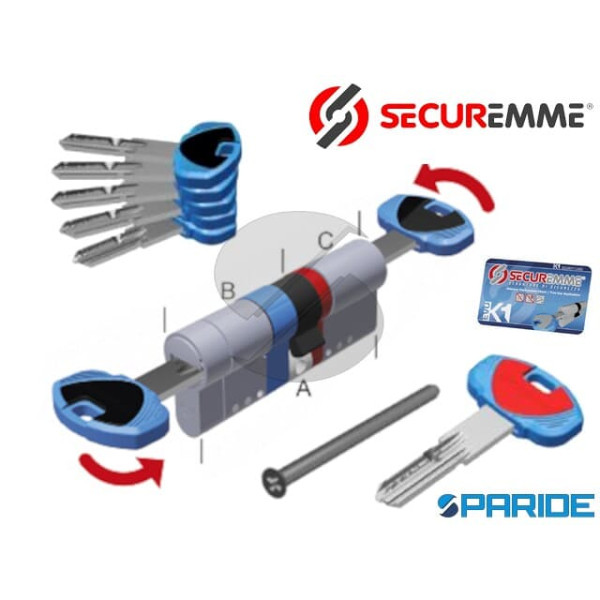 CILINDRO DOPPIO L 100 EVOK1 TOP SECUREMME B=45 C=5...