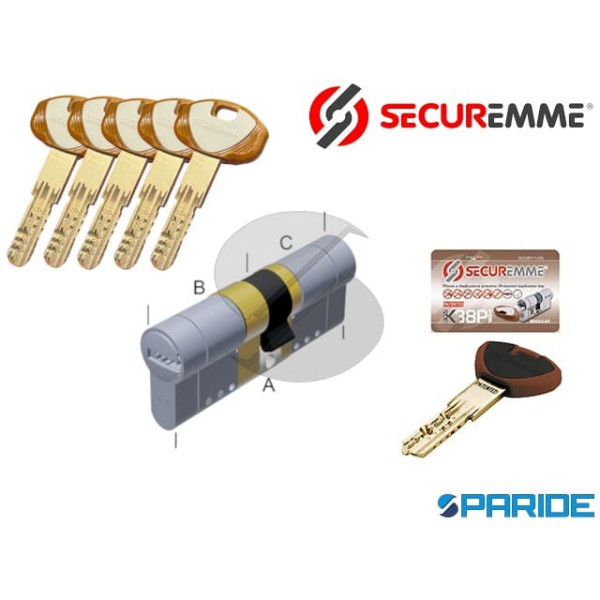 CILINDRO DOPPIO L 100 EVOK38P TOP SECUREMME B=45 C...