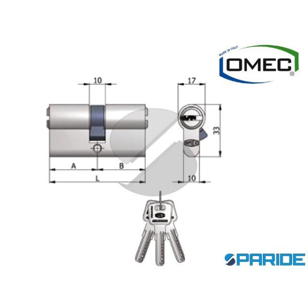 CILINDRO DOPPIO L 60 2122 04L OMEC ALLUMINIO A=30 ...