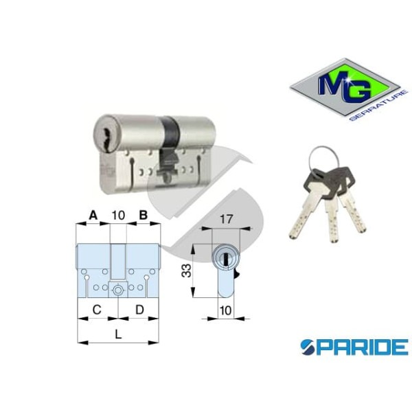 CILINDRO DOPPIO L 60 HSP2 MG SERRATURE C=30 D=30 N...