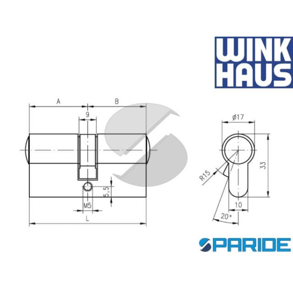 CILINDRO DOPPIO L 60 X-TRA WINKHAUS INOX SATIINATO SKG3 A=30 B=30 FRIZIONATO 3 CHIAVI