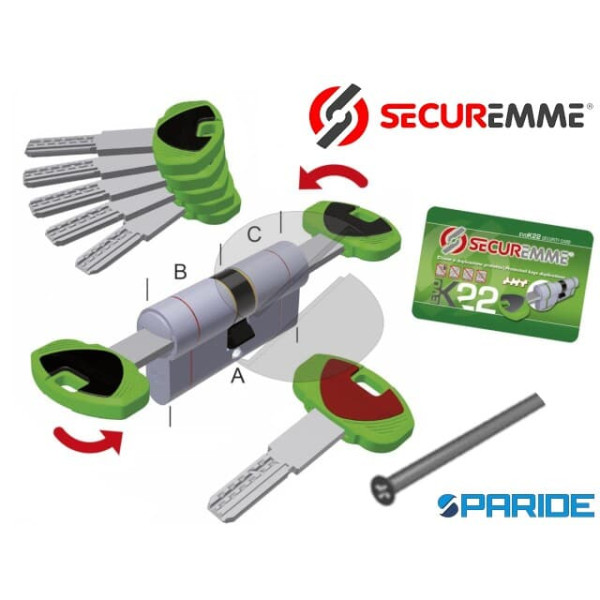 CILINDRO DOPPIO L 70 EVOK22 TOP SECUREMME B=35 C=35 NICHELATO