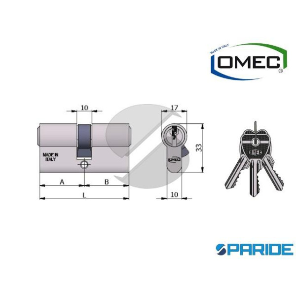 CILINDRO DOPPIO L 80 120 17L OMEC NICHELATO A=35 B=45