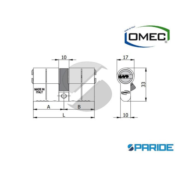 CILINDRO DOPPIO L 80 322M OTTO OMEC NICHELATO A=40 B=40 FRIZIONATO 5 CHIAVI