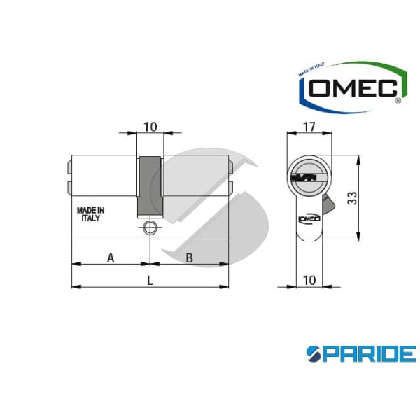 CILINDRO DOPPIO L 85 222 40 45 OMEC ALLUMINIO A=40 B=45