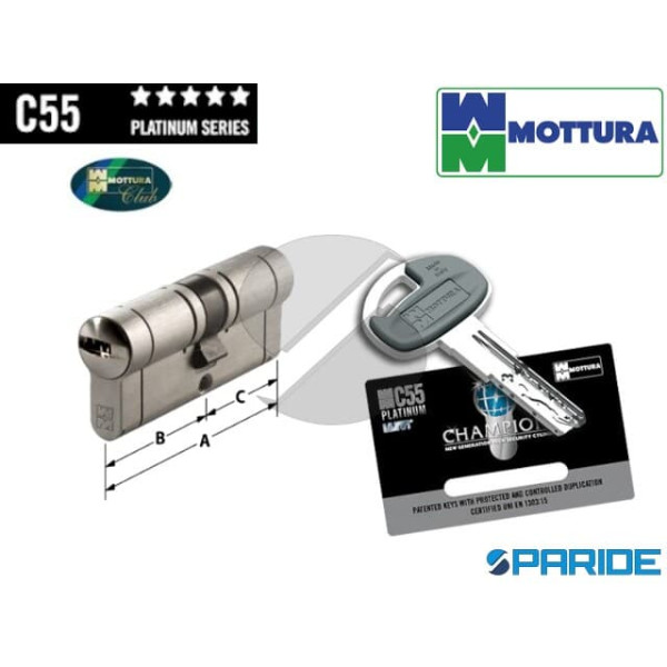CILINDRO DOPPIO L 90 C55 MOTTURA B=30 C=60 NICHELATO