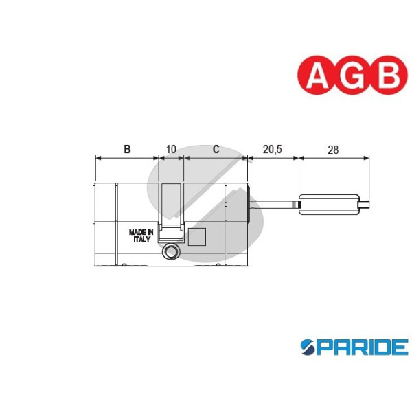 CILINDRO DOPPIO L 90 MM CR71262555 AGB B=30 C=60 NICHELATO 5 CHIAVI + 1 CANTIERE