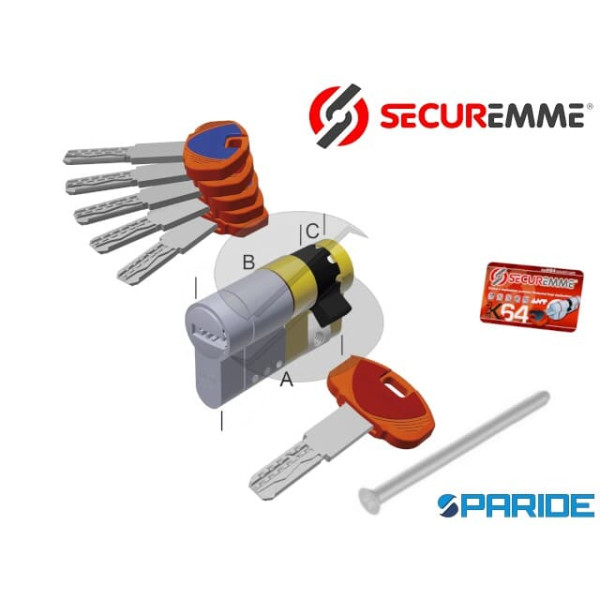 CILINDRO MEZZO L 45 EVOK64 TOP SECUREMME B=35 C=10...