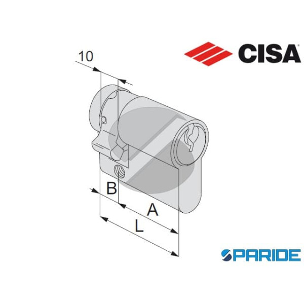 CILINDRO MEZZO L 70 OG304 05 OTTONE CISA A=60 B=10
