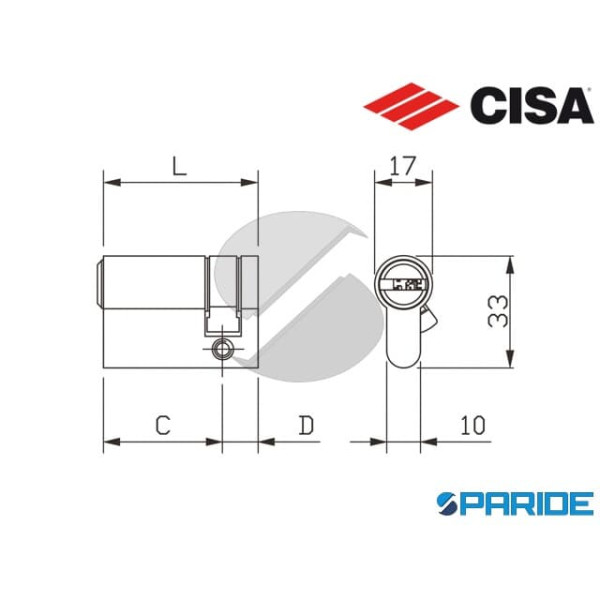 CILINDRO MEZZO RS3 L 41 0B314-02-0-12-CL CISA C=31 D=10