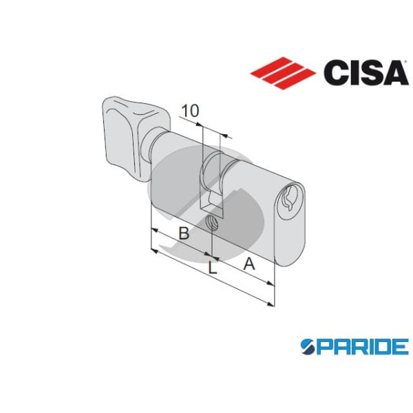 CILINDRO OVALE DOPPIO L 56 08230 02 CON POMOLO NICHELATO A=28 B=28 CISA