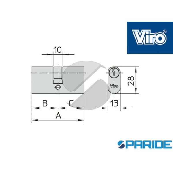 CILINDRO OVALE L 54 745 OTTONE VIRO B=27 C=27