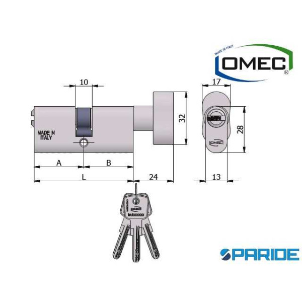 CILINDRO OVALE L 60 2143 04H POMOLO OMEC NICHELATO...