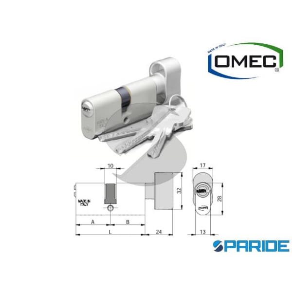 CILINDRO OVALE L 60 243 30 30B POMOLO OMEC NICHELA...