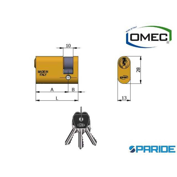 CILINDRO OVALE MEZZO L 37 141 03 OMEC OTTONE