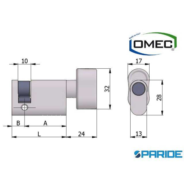 CILINDRO OVALE MEZZO L 37 144 03BL POMOLO OMEC ALL...