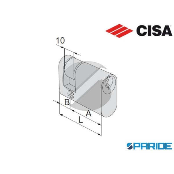 CILINDRO OVALE MEZZO L 38 08220 02 0 12 KA NICHELATO A=28 B=10 CISA