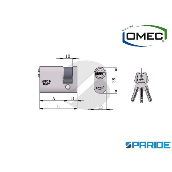 CILINDRO OVALE MEZZO L 40 2141 04L OMEC NICHELATO ...