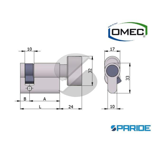 CILINDRO OVALE MEZZO L 53 124 07BH OMEC ALLUMINIO ...