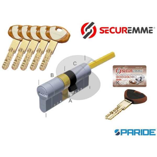 CILINDRO PER POMOLO L 60 EVOK38P TOP SECUREMME B=3...