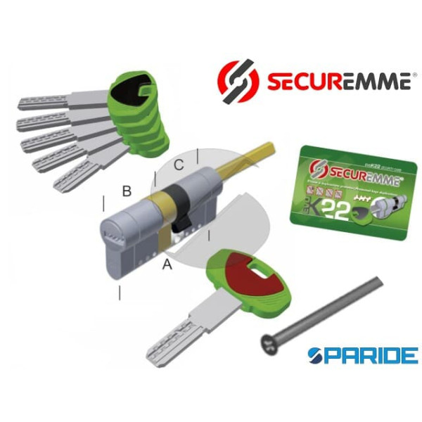 CILINDRO PER POMOLO L 65 EVOK22 TOP SECUREMME B=30...