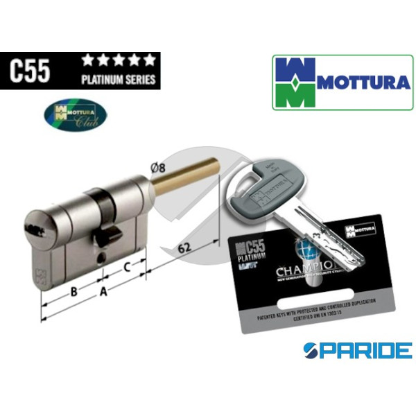 CILINDRO PER POMOLO L 70 C55 MOTTURA B=40 C=30 NIC...