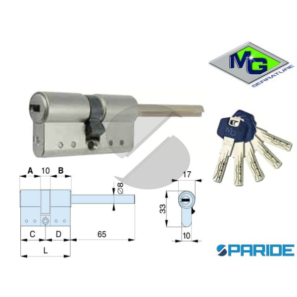 CILINDRO PER POMOLO L 75 ST MG SERRATURE C=45 D=30...