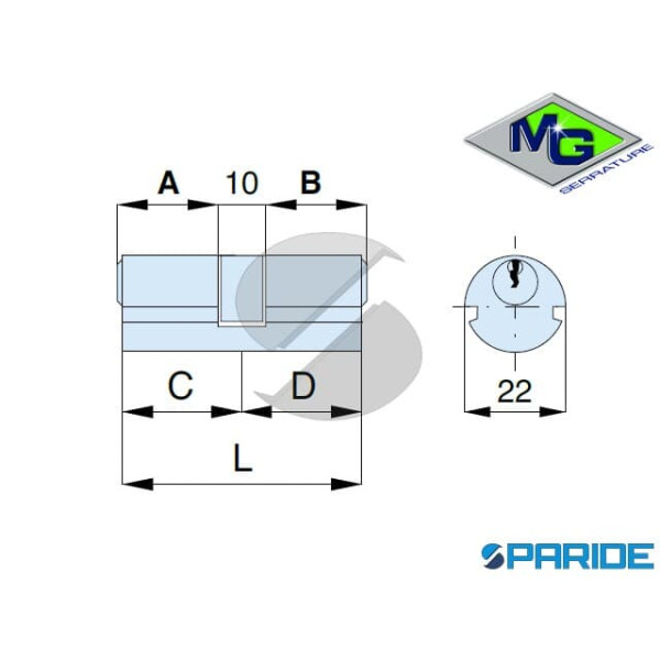 CILINDRO TONDO D 22 L 70 020702000 MG OTTONE C=35 D=35